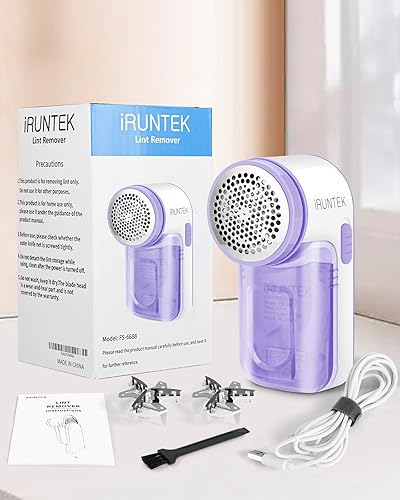 Miniatura 7 de iRUNTEK Removedor de pelusa de tela para uso de cable USB, afeitadora de pelusa y cepillo de pelusa 2 en 1, desfuzzer de suéter elimina pelusas,