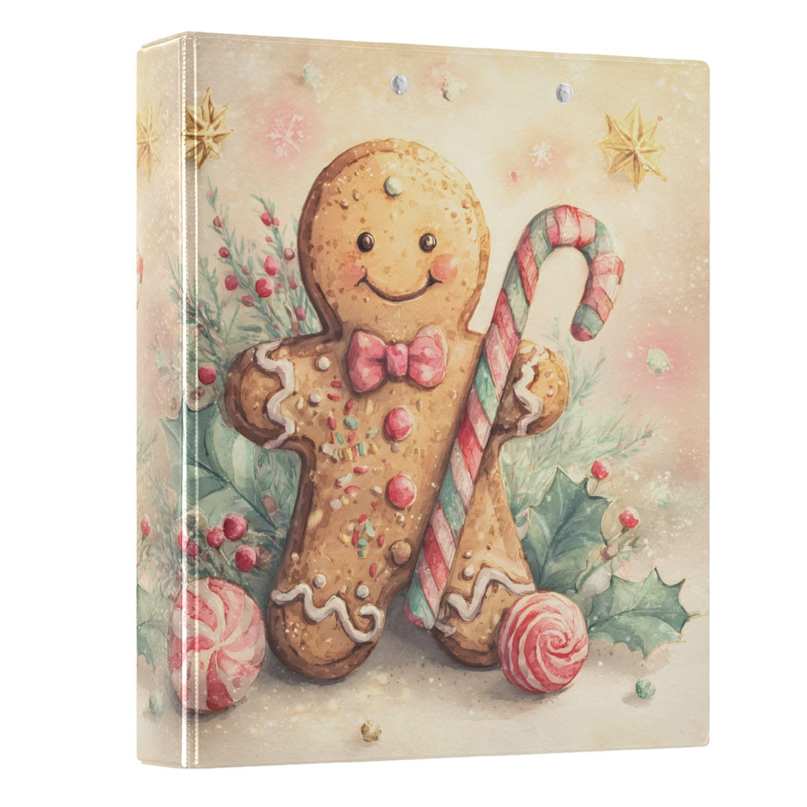 3 Ring Binder Cookies Christmas 1.5 inch Binders Three Ring Binders with Clipboard Fit 8.5'' x 11'' Paper 3 Interior PVC Clear Pockets for Office Supplies