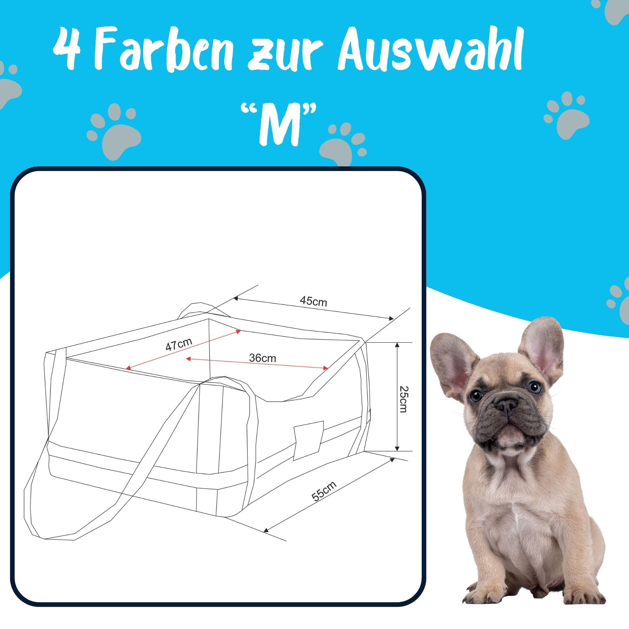 GoldenGroup Hundeautositz Kunstleder Hundesitz Hundebett Autokörbchen Hundedecke Hundekorb Transportbox Autositz Gesteppt für Rückbank Vordersitz M-55x45x25h