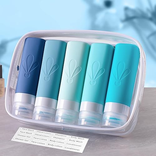 Miniatura 5 de INSFIT Botellas de viaje para artículos de tocador, recipientes de tamaño de viaje de 3 onzas aprobados por la TSA, sin BPA, tubos de silicona