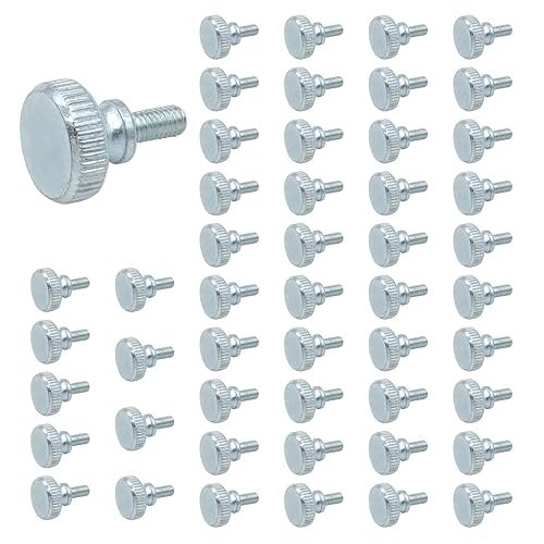 50 piezas de tornillos de pulgar de cabeza moleteada plana totalmente roscados, pernos, sujetadores, tornillos de pulgar roscados con perillas de