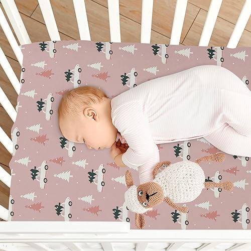 Miniatura 7 de Christmas Tree Car Crib Sheets - Stretchy Fitted Crib Sheets for Boys Girls, Unisex Cozy Baby Crib Sheet 27 x 39 x 5 Inches