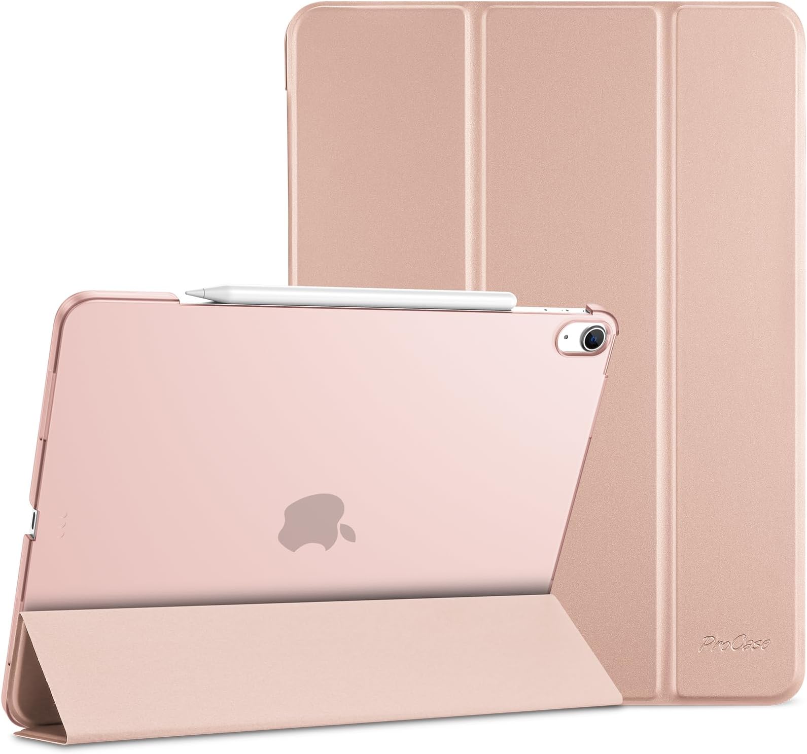 ProCase for iPad Air 13 Inch Case M4/M3/M2(2026/2025/2024), Slim Smart Cover iPad 13 Air M4 M3 M2 Case with Translucent Hard Shell Back, Supports Touch ID, Auto Wake/Sleep -Rosegold