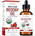 BodyJ4You Rosehip Oil for Face - 100% Pure Natural USDA Organic Cold Pressed - Hydrating Skin Hair Nails Anti-Aging Wrinkle Scar Treatment Gua Sha - Non-GMO Undiluted Carrier - Glass Bottle 1 Fl Oz