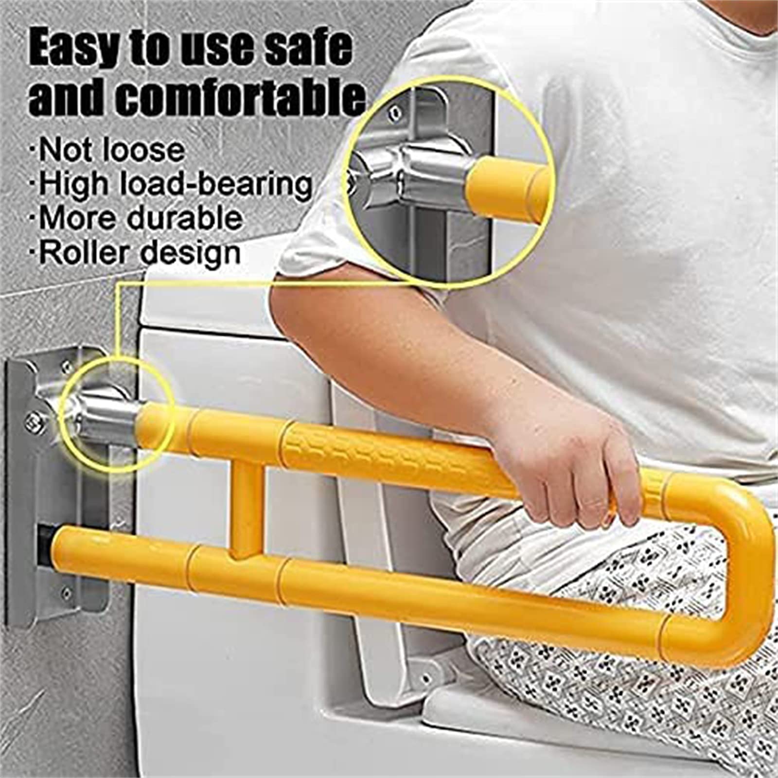 Barras de Apoyo para Ducha Barras de Apoyo para Inodoro Asideros para baño Asideros de Apoyo Tipo Plegable para baño en la Ducha Barras de Apoyo de Seguridad para bañera,