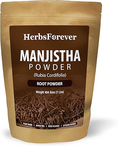 HerbsForever Polvo de manjistha - Rubia Cordifolia - Hierba para el cuidado de la piel - Apoya la desintoxicación y la purificación - Sin OMG,