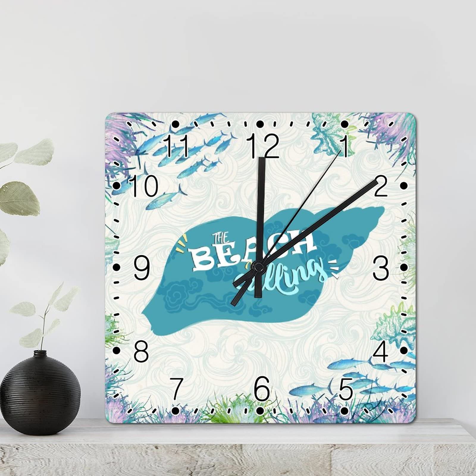 Horloge murale en bois océan 30,5 cm pendule silencieuse rustique pour salon et bureau