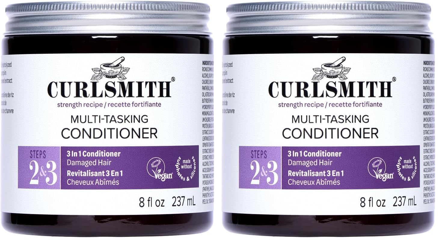 CURLSMITH Multi-Tasking Conditioner - 3-in-1, Use as a Protein-Rich Rinse-Out or Leave-In or Deep Conditioner, For All Curl Types, Vegan & Cruelty Free 2 Fl Oz (Pack of 2) 8 fl oz