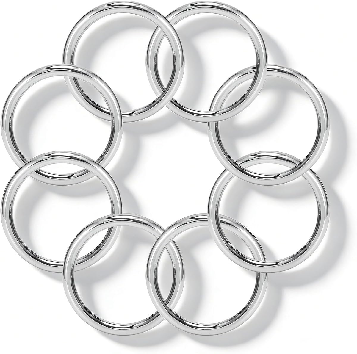 Anillos metálicos JUKFITA para manualidades 2 pulgadas, 8 piezas | Anillos de acero inoxidable para decorar, colgar, tejer y más