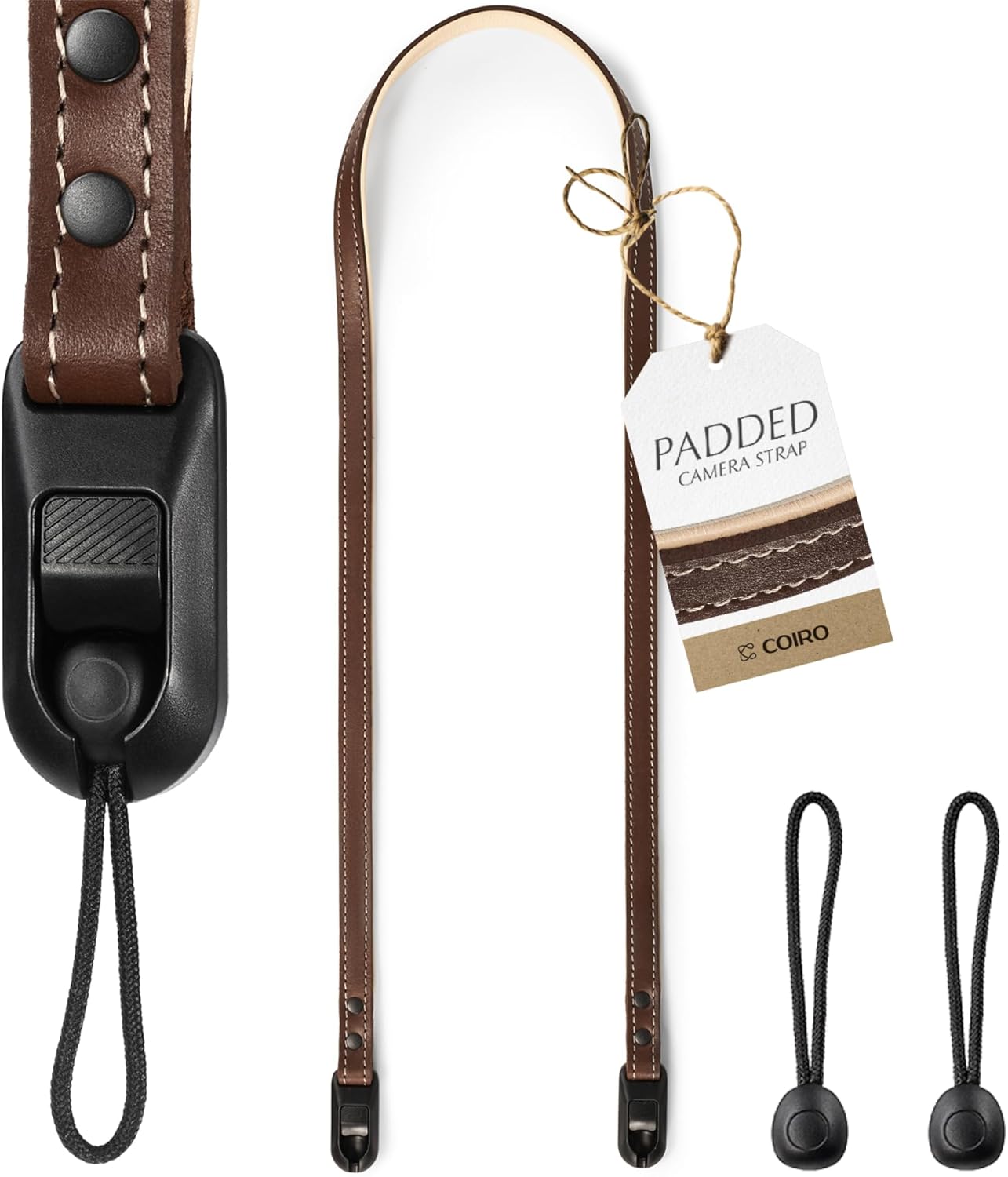 C Coiro Thin Leather Camera Strap with Quick Release, Neck - Shoulder Strap for Compact, Mirrorless Cameras for All Brands