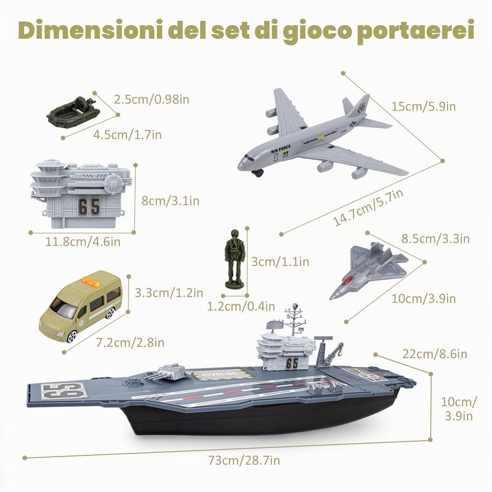 RedCrab Modellino Portaerei, Militari Corazzata Modelli Giocattoli con Militari Veicoli, Elicotteri, Carro Armato und Soldato Giocattolo, Regalo per Bambini Ragazzi e Ragazze 3 Anni+