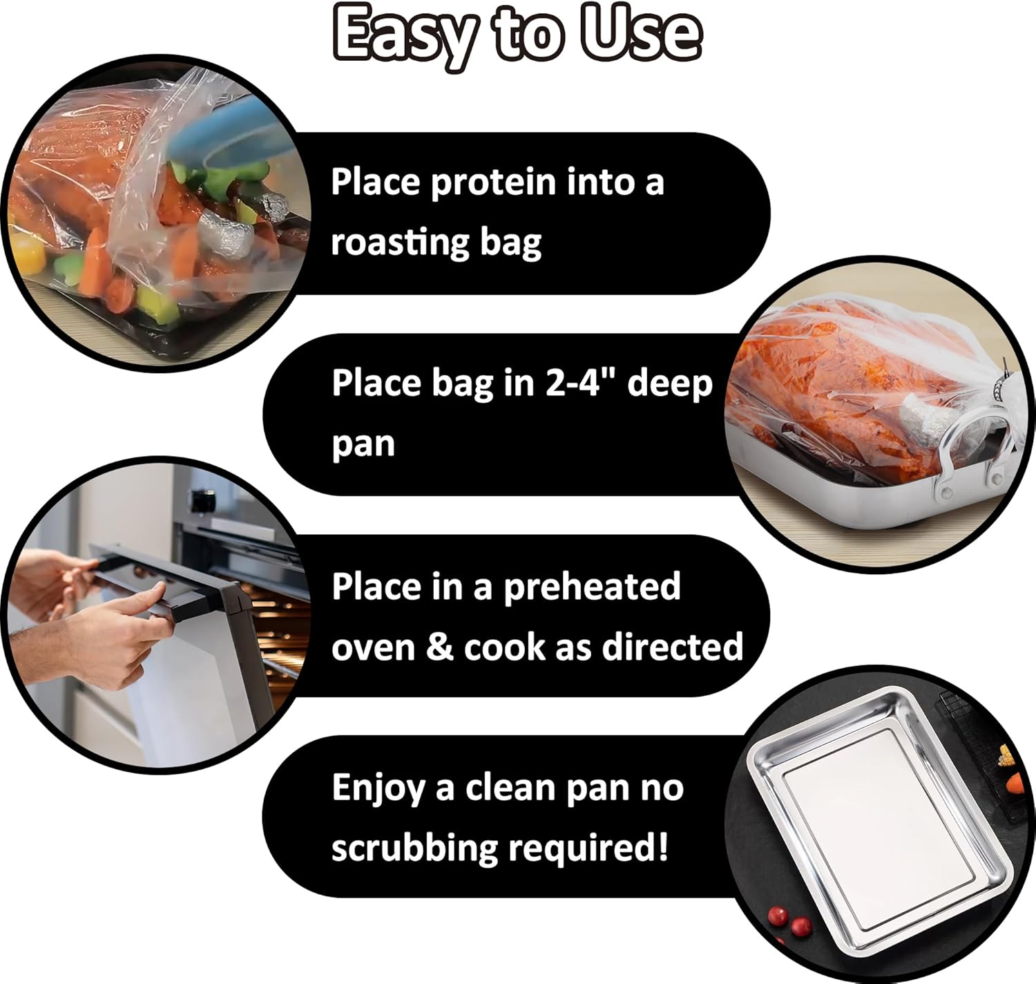 100 counts 19"x 23.5" Turkey Bags Multipurpose: Oven Cooking Roasting Freezer Baking Bags for Chicken Seafood/Home and Garden Bags for Harvest