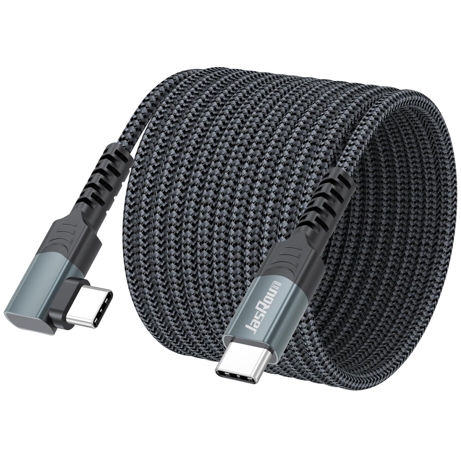 Photo 1 of 15FT USB C Cable Right Angle, 60W Fast Charging 90 Degree Long USBC to Type C Chargers Cord Reversible, USB-C 2.0 Data Transfer Braided for iPhone 17 16 15, Galaxy S25/24/23/22/Note, Switch, Tablet