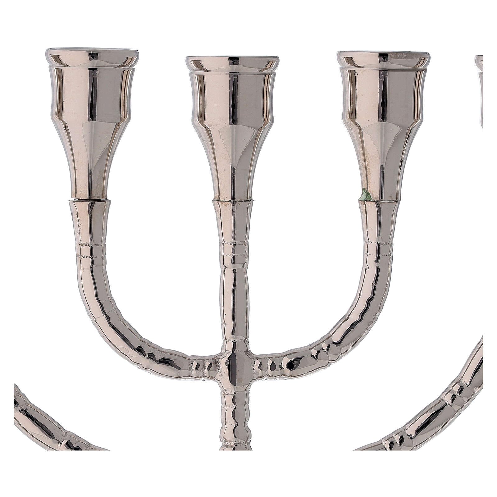 Menorah Candle Holder 7 Flames Silver Plated Brass 30 cm