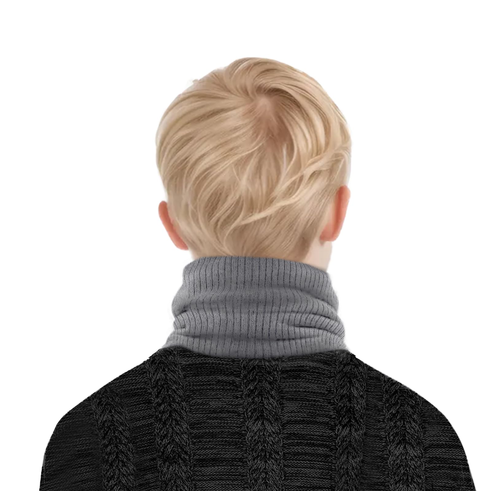 2 Piezas Tubos de Invierno para Niños, Bufanda de Tubo de Esquí, Bucle, Calentador de Cuello, Térmica Resistente al Viento para Ciclismo, Negro Gris Claro