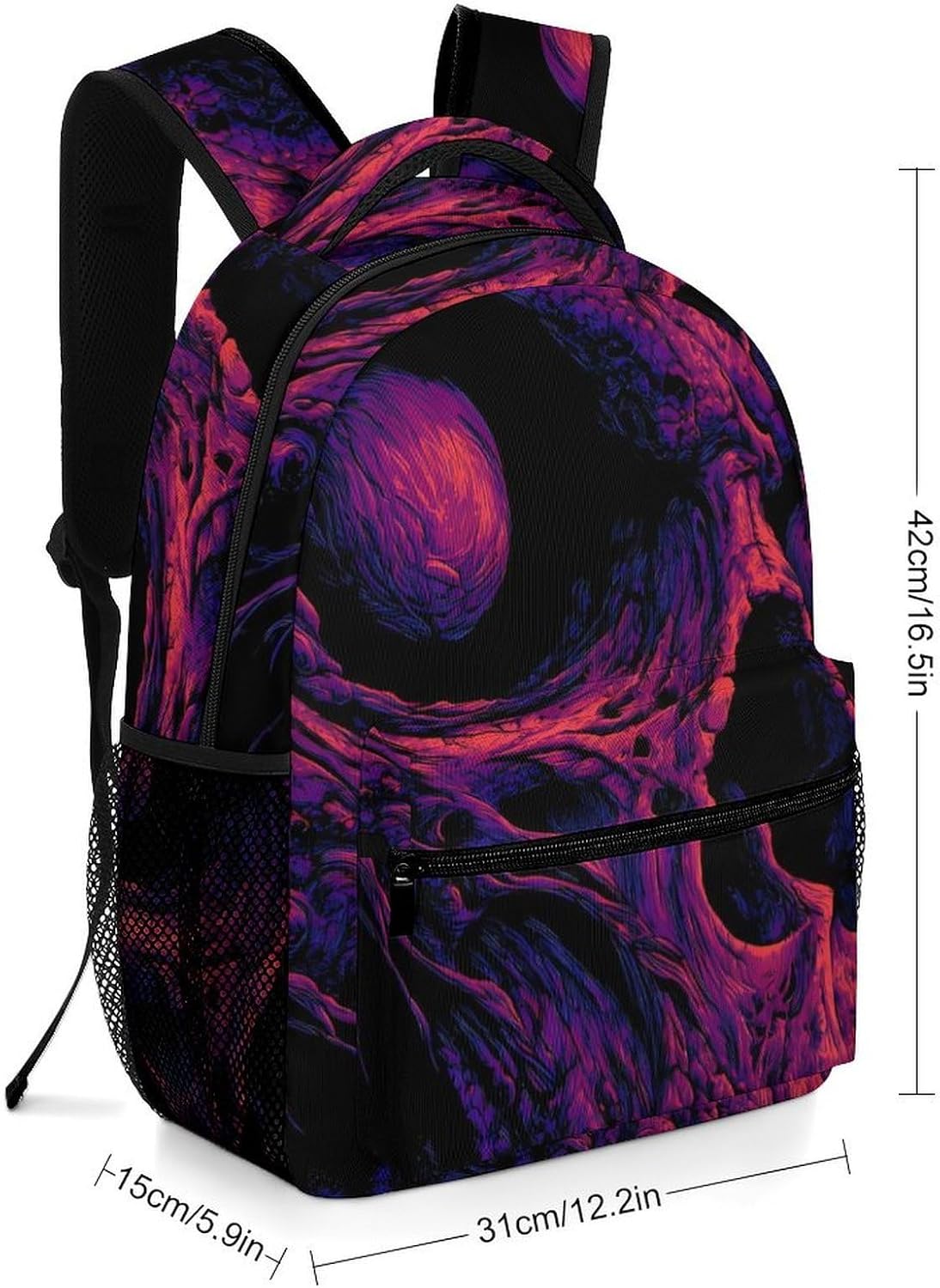 Evil Skull Purple Art Unisex Backpack Casual Daypacks Lightweight Shoulders Bag for Camping Hiking Travel