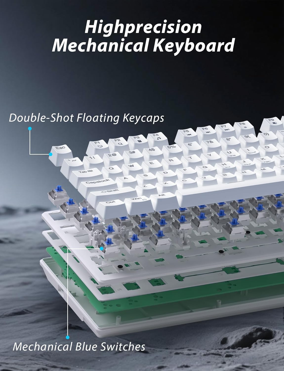 жарылды view of Taiahiro mechanical keyboard showing layers and blue switches