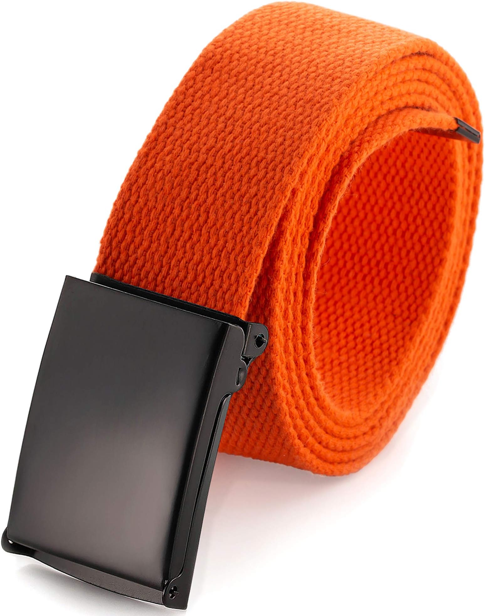 Cut To Fit Canvas Web Belt Size Up to 52" with Flip-Top Solid Black Military Buckle (16 Color and Combo Pack Options)