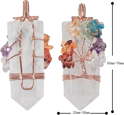 Miniatura 8 de Nupuyai Collar con colgante de piedra de cristal de 7 chakras hecho a mano para mujer, piedras curativas rodadas de cuarzo con cadena