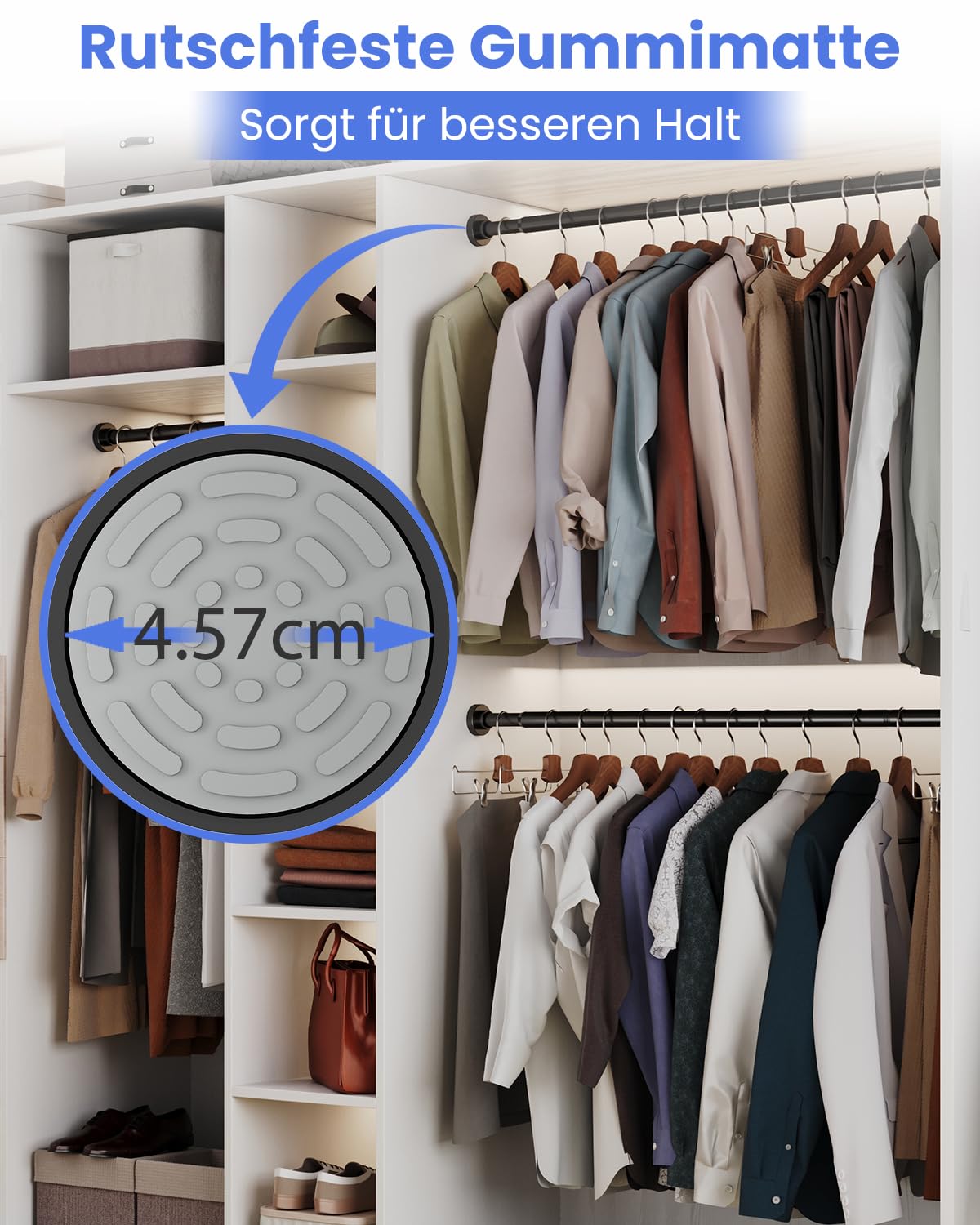 Asta per vestiti senza fori, Asta regolabile antiscivolo, Asta robusta 43-99cm per armadio, bagno, lavanderia, camper, Nero