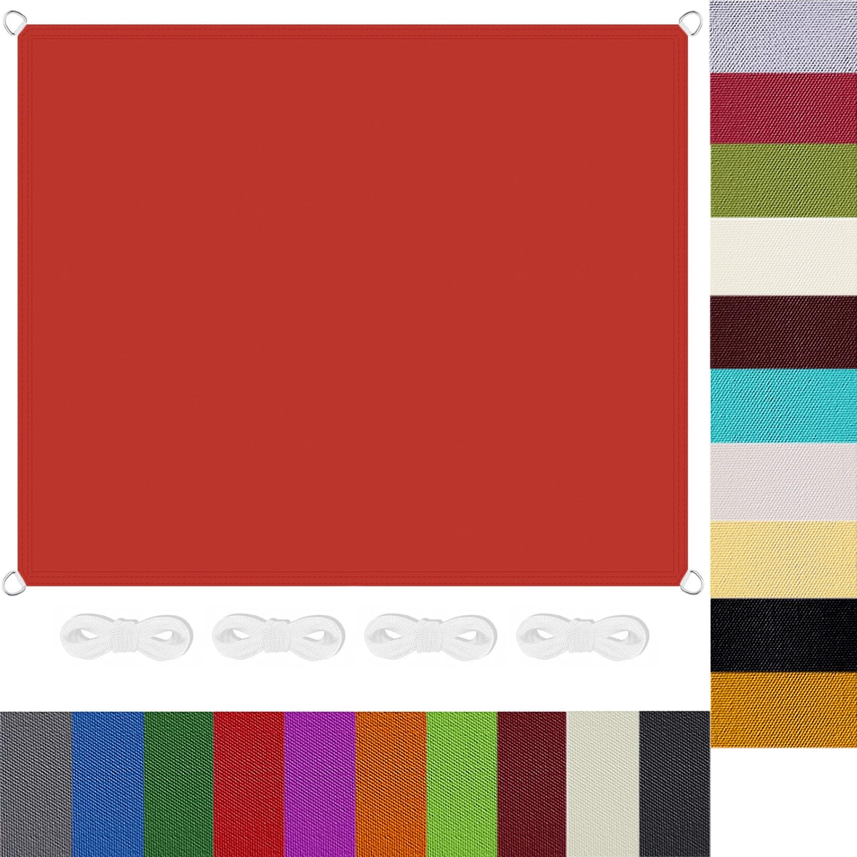 Voile d'ombrage anti-UV 95% imperméable en toile rouge 2x2 m pour une protection solaire optimale du patio
