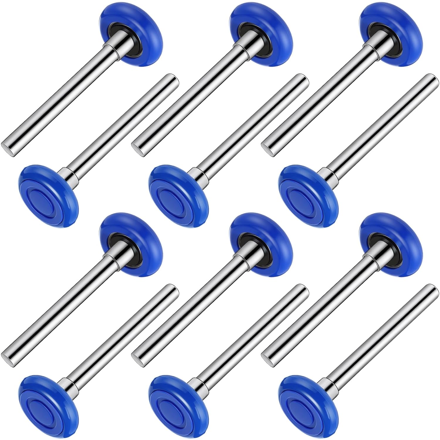 Funtery 24 Pack 2" Nylon Garage Door Rollers with Double Seal Cap 4" Stem, Quiet Smooth Garage Door Wheels Replacement, 6200 ZZ Double Seal Precision Bearings (Blue)