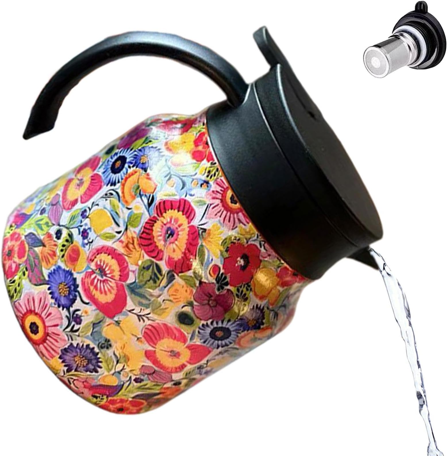 Thermal Coffee Carafe - 800ml Insulated Floral Pattern Thermal Tea Kettle - Thermal Loose Leaves Teapots, Thermal Pot for Tea Room, Home, Restaurant
