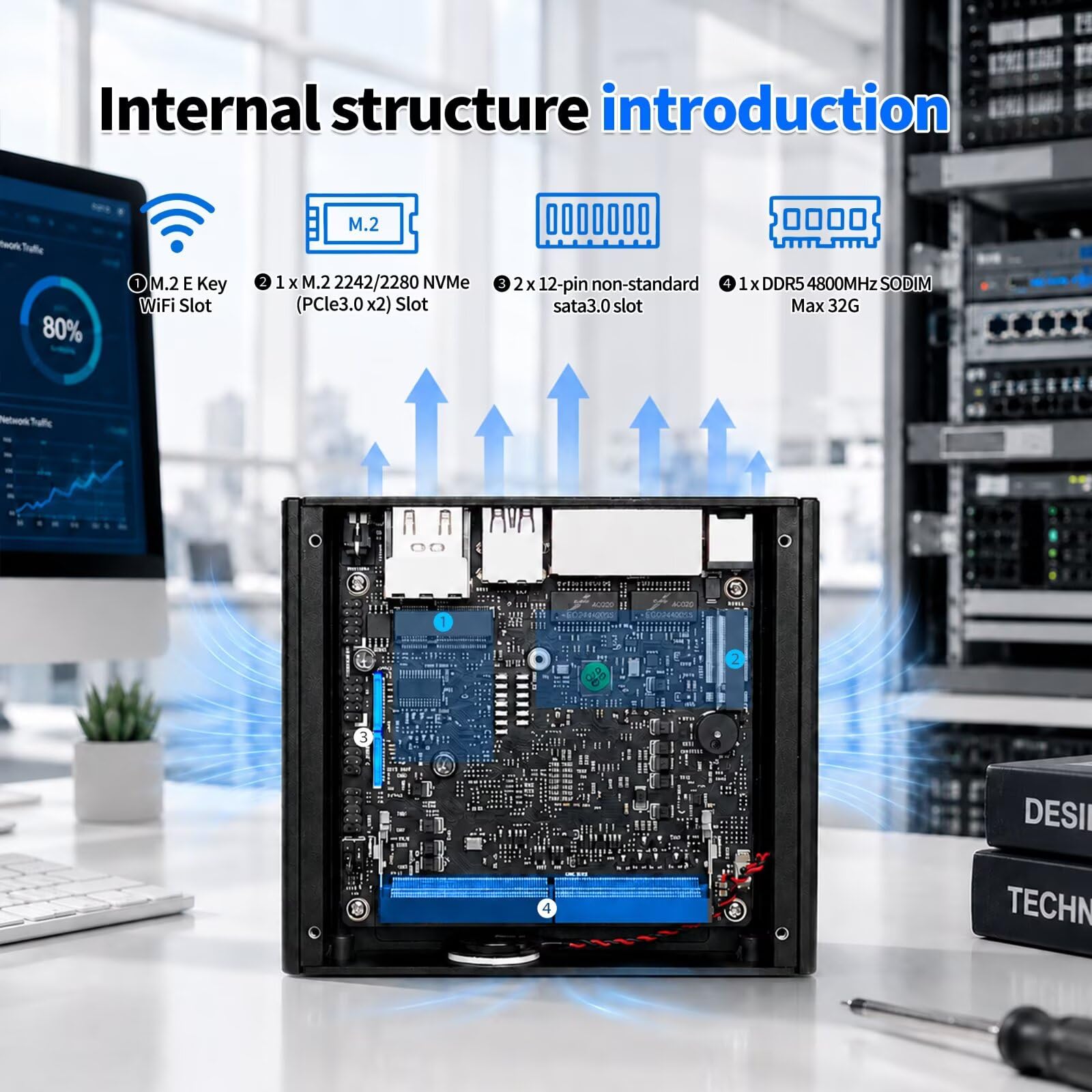 Micro Firewall Appliance, Fanless Mini PC N100 4C/4T, 2X 2.5 GbE i226V LAN,AES-NI,DDR5 0G SSD 0G NVME Barebone Router Netzwerk Security 6USB/2HD Dual Display
