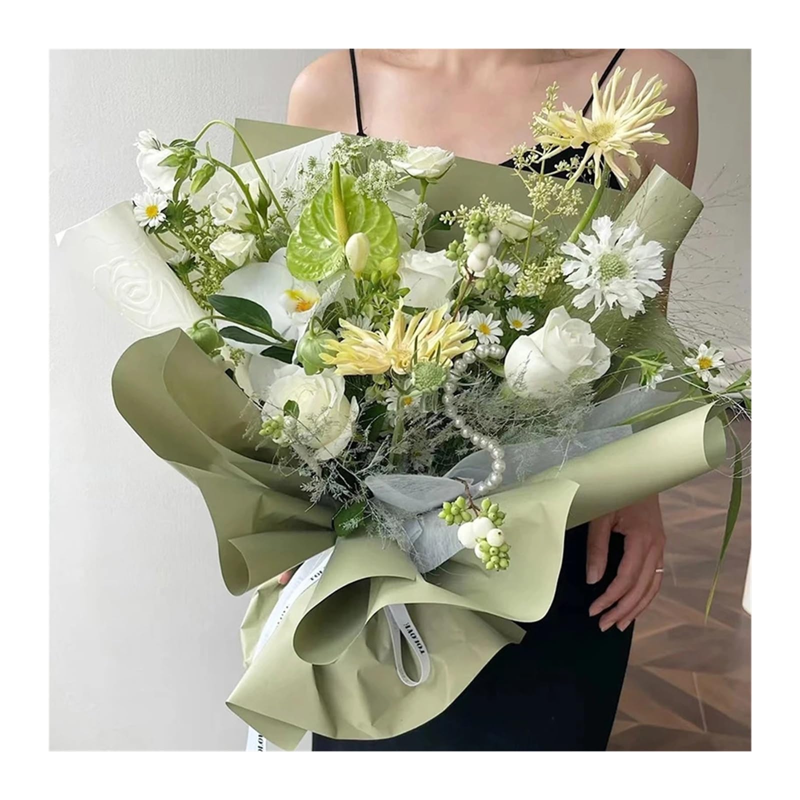 Geschenkverpackung, Geschenkpapier, mehrfarbig, 10 Yard, matte Rolle, gefrostetes Blumenstrauß-Geschenkpapier(34al)