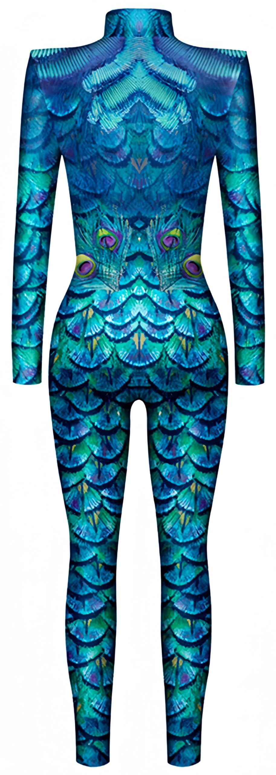 Ocean Plus Tuta da Donna con Scheletro di Halloween Stampa Digitale Taglio Sottile a Maniche Lunghe Monoblocco Collant