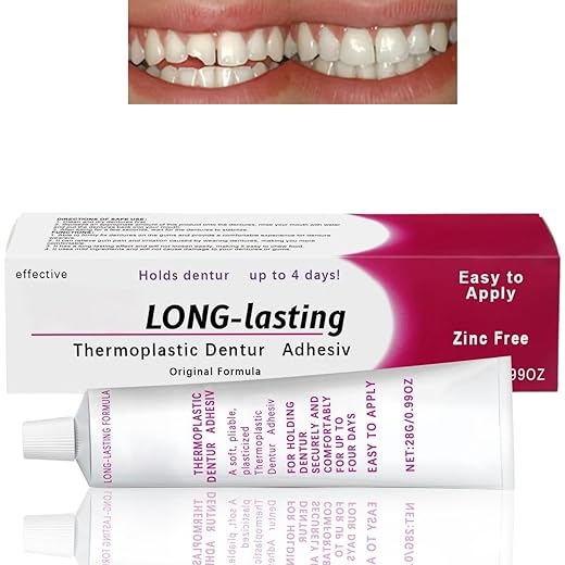 Cushion Grip Den/ture Thermoplastic Adhesive, Long Lasting Fixing Cream for Securing Dents, False Teeth and Partials, Glueless Denture Repair Kit