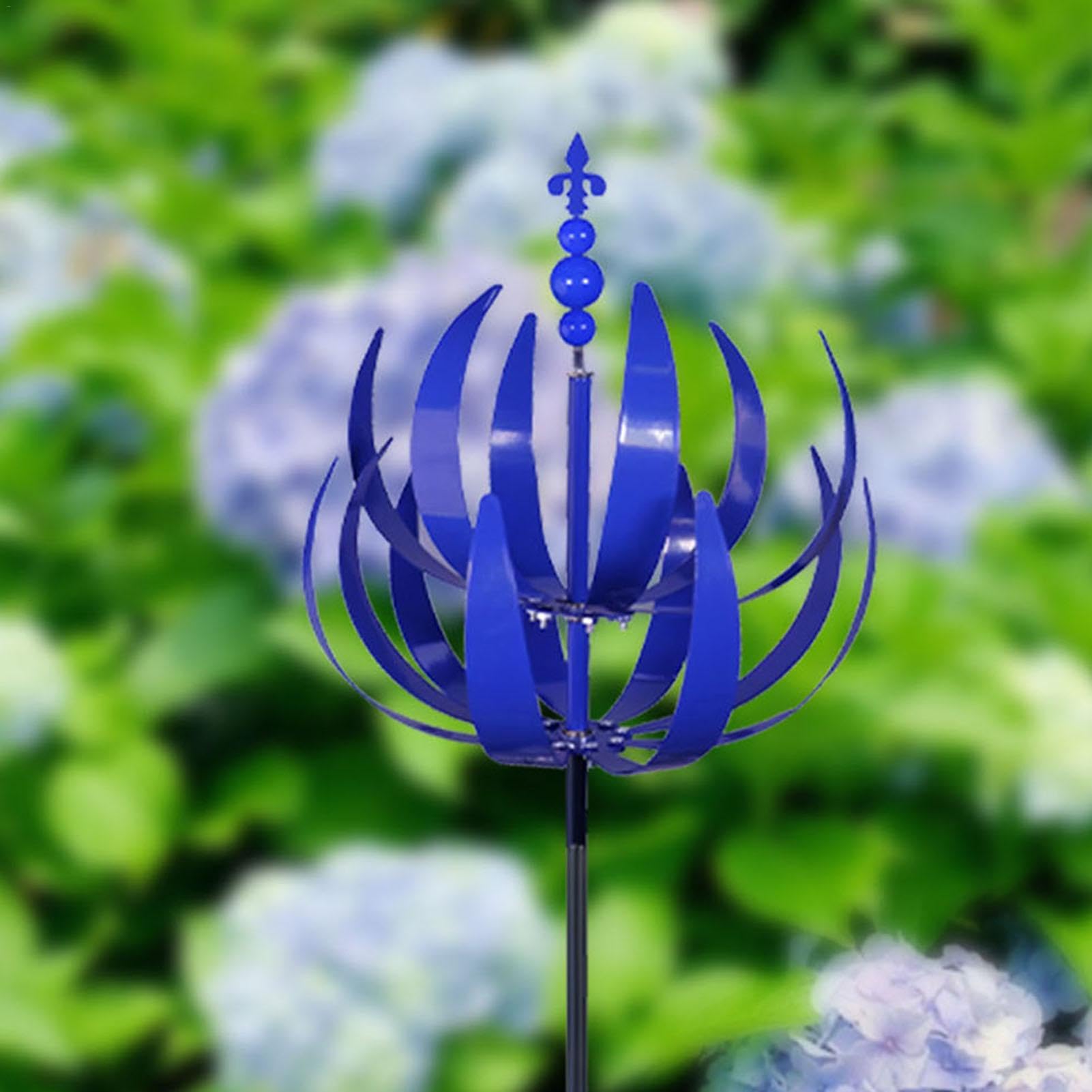 Moulin à Vent En Métal Décoratif Pour Jardin - Double Rotation - Avec Piquet De Fixation - 13