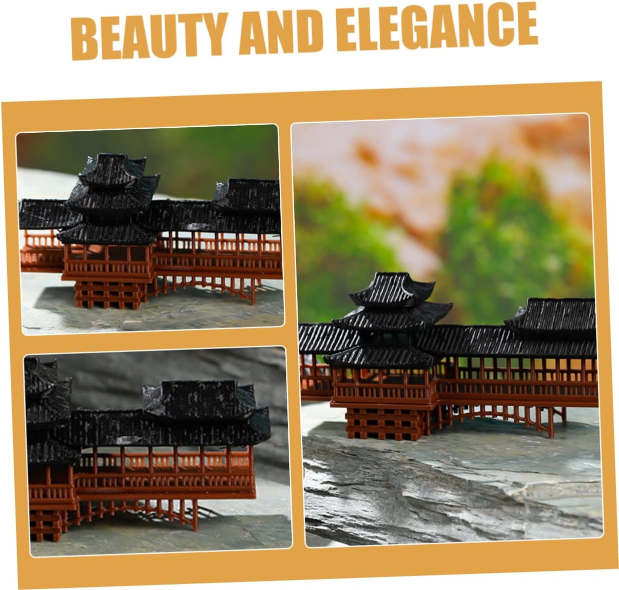Miniature Chinese Corridor Bridge Ornament for Bonsai Garden Decor