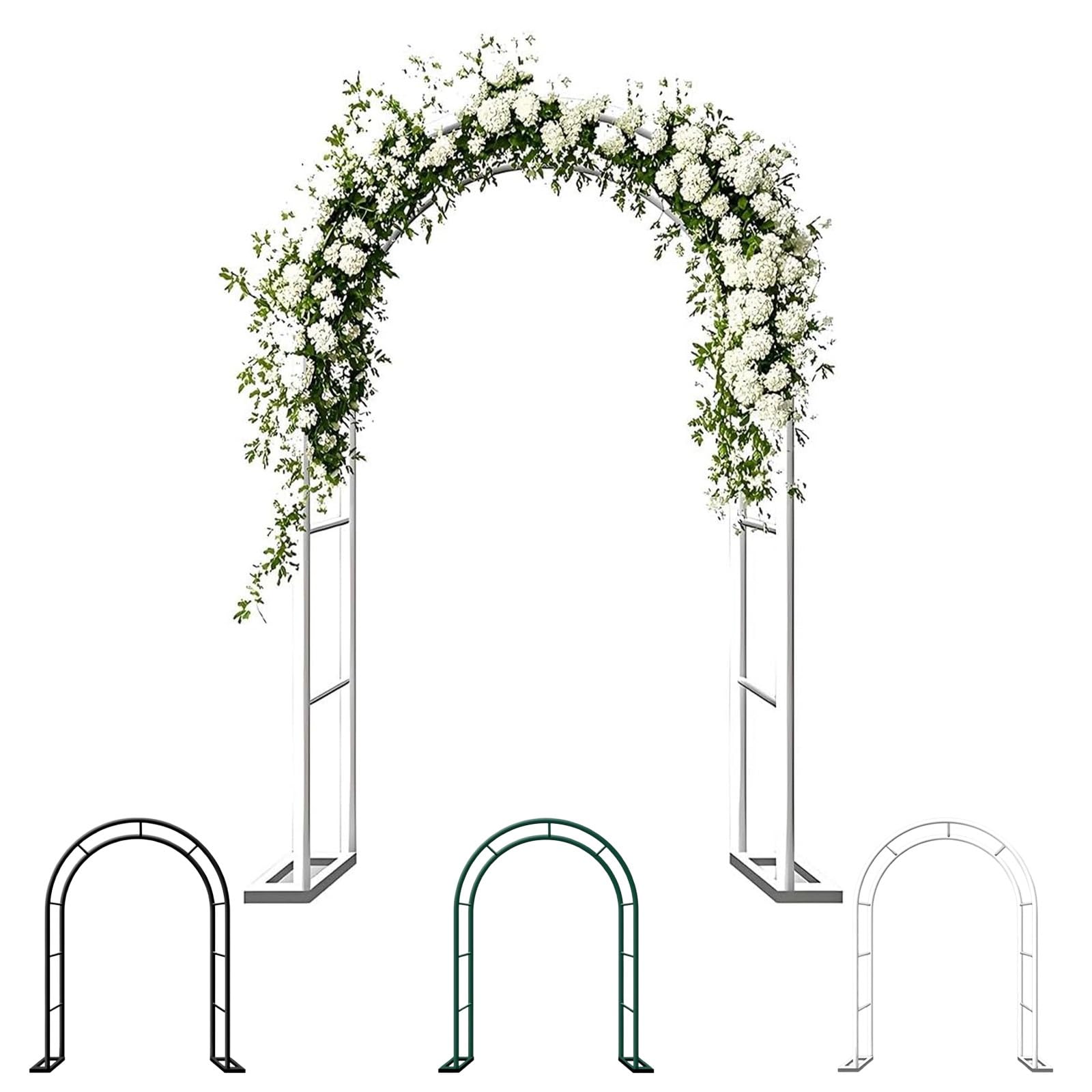 Elegancki biały metalowy łuk ogrodowy na wesela, 120-240 cm, regulowana stalowa rama, do użytku wewnątrz i na zewnątrz, wsparcie dla roślin pnących, dekoracyjna altana róża, kwiatowy łuk (szer. 120 x