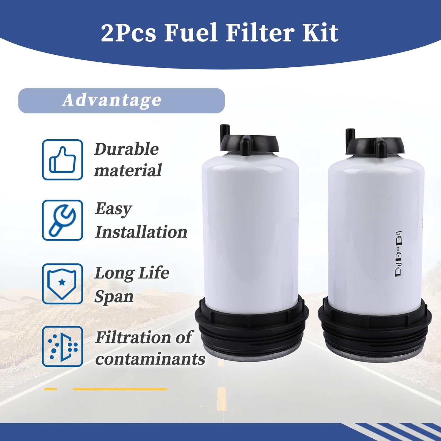 2Pcs Fuel Filter Kit Replaces V837091436 837079726 837091128 837091129 837091436 837091864 Compatible With Agco Massey Ferguson 4608 4707 Models