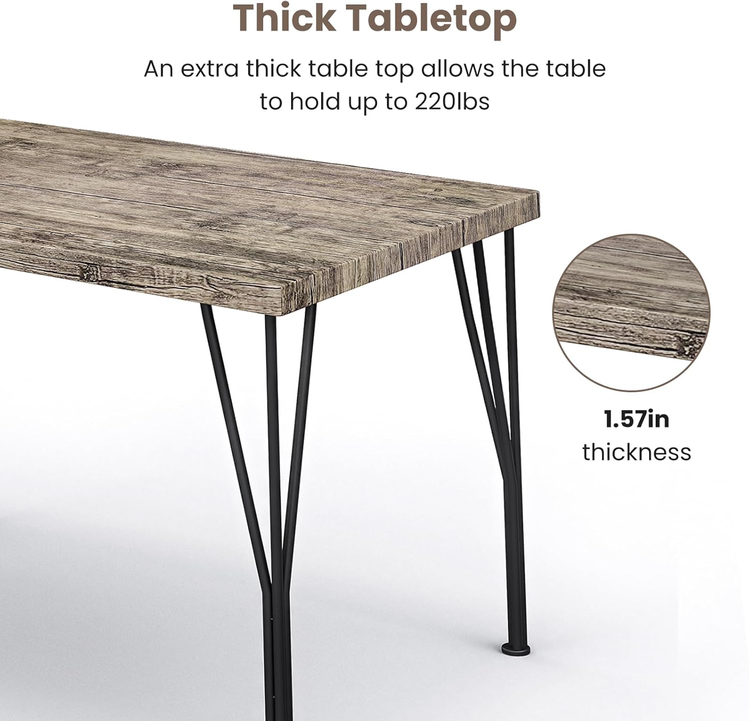 BUPPLEE 5-Piece Dining Table Set - Space-Saving Kitchen Table with 4 Chairs, Easy Assembly Modern Wood and Metal Furniture for Apartments, Dining Room, Breakfast Nook, Bedroom, Easy Clean