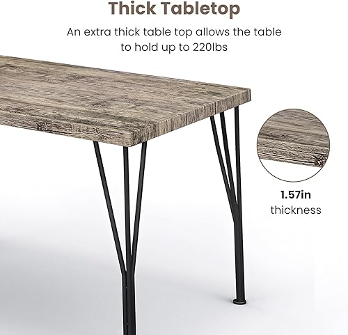 Miniatura 5 de Juego de mesa de comedor de 5 piezas, mesa de cocina que ahorra espacio con 4 sillas, fácil de montar, muebles modernos de madera y metal para