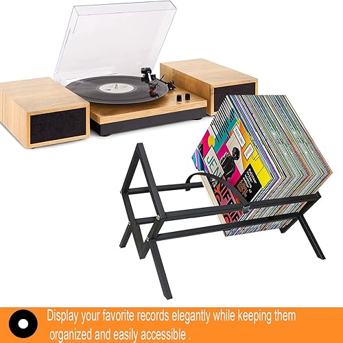 Miniatura 7 de WIMART Soporte para registros, estante de almacenamiento de discos, estante para libros, soporte para exhibición de álbumes para el hogar, oficina