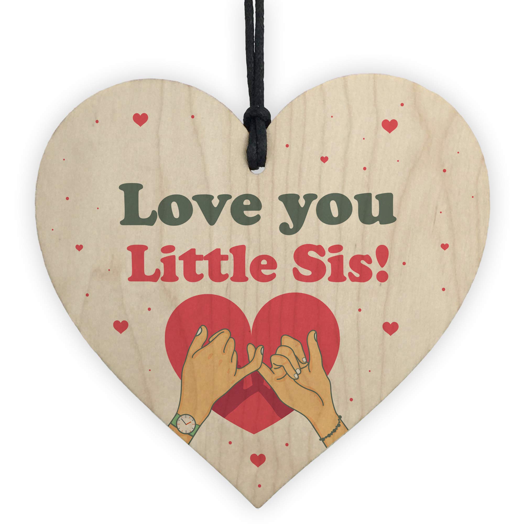 RED OCEAN Little Sister Wood Heart Birthday For Sister Love Plaque Keepsake