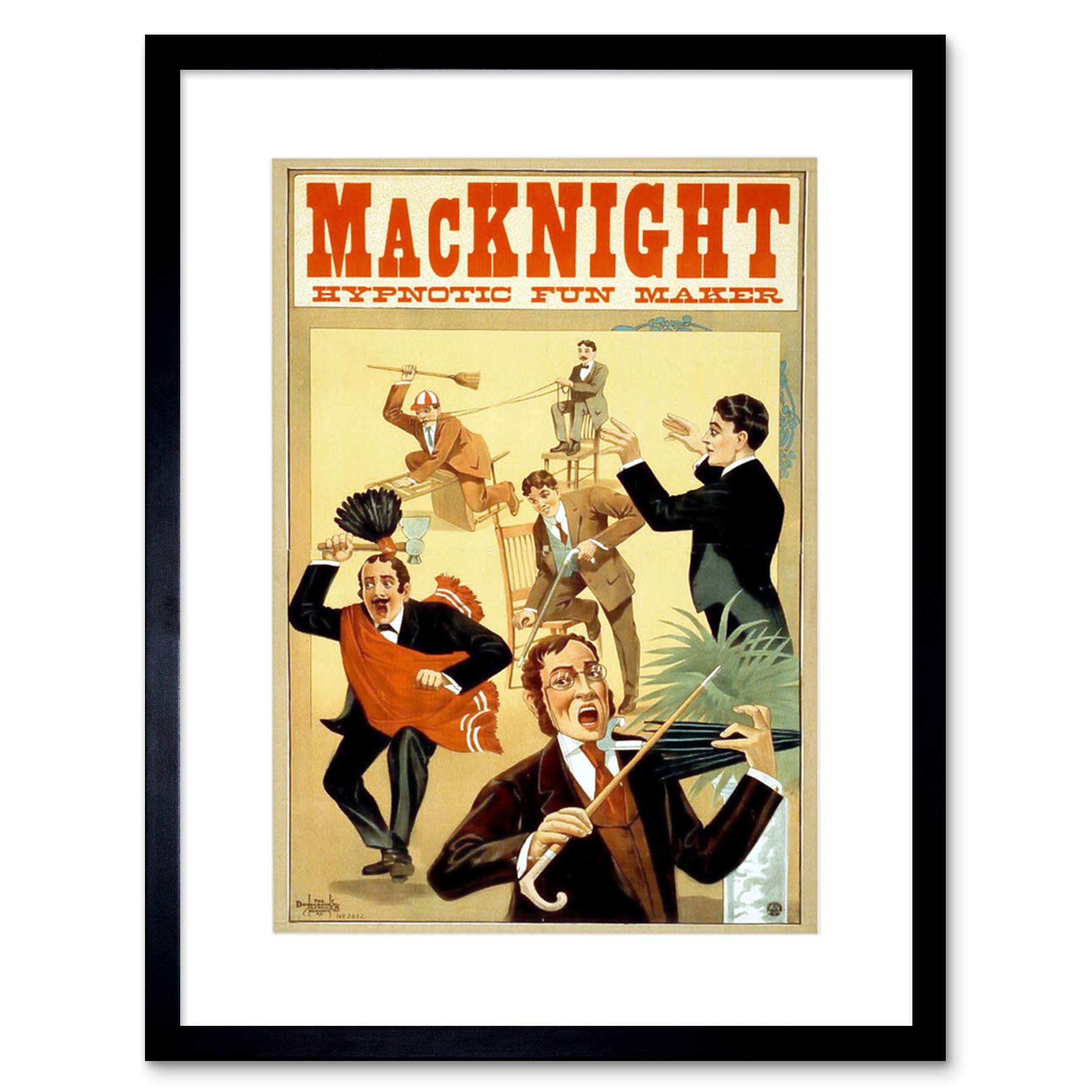 Wee Blue Coo MACKNIGHT THE MAGICIAN VINTAGE ADVERT BLACK FRAMED ART PRINT PICTURE B12X2524