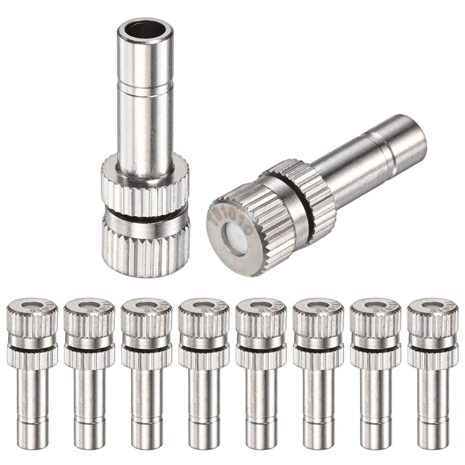 M METERXITY 10-Pack Brass Misting Nozzles, 0.004"/0.1mm Orifice Mister Replacement Heads for Outdoor Cooling System/Landscaping/Humidification/Greenhouse, 6mm Low-Pressure Fog Sprayer Nozzle