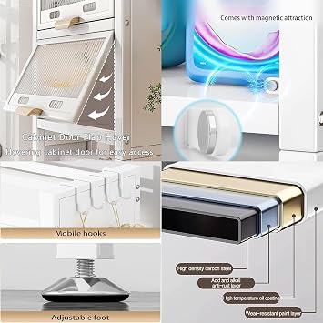 Adjustable Washing Machine Cabinet with 3 Shelves Telescopic Storage Rack Bathroom Organizer for Washer & Toilet Metal Washing Machine ShelfBlack