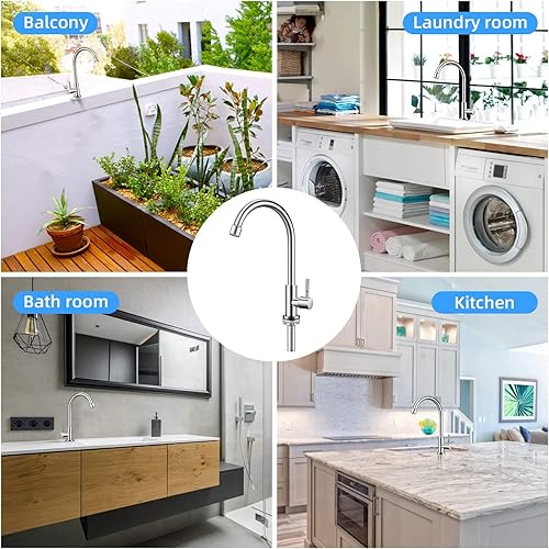 Miniatura 7 de Solo grifo de agua fría, grifo de cocina de agua fría de un solo agujero, grifo de cocina de acero inoxidable de níquel cepillado para cocina.