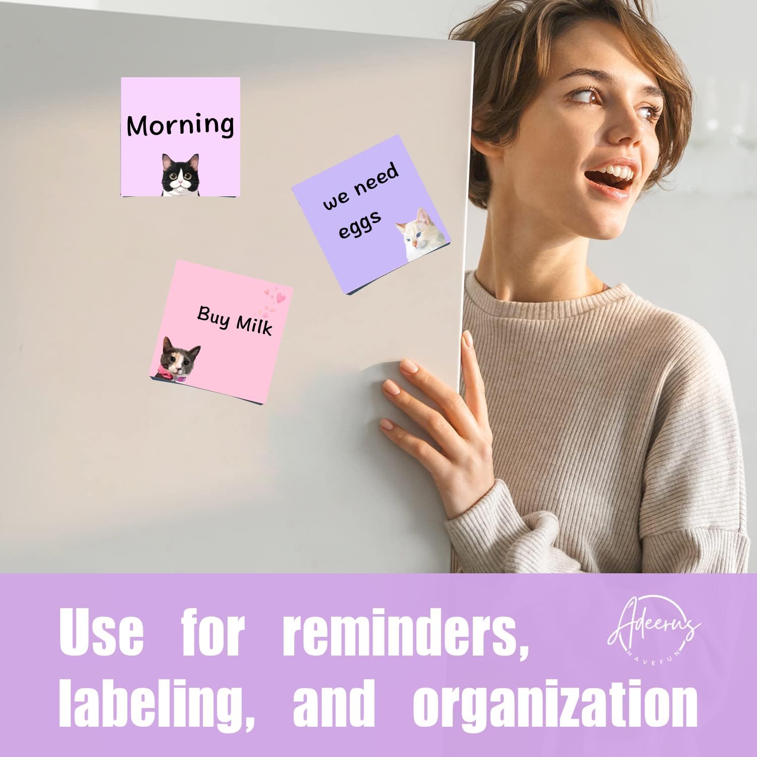 9 Pads Cute Sticky Notes Set, 3" x 3" Black Cat Self Stick Notepads, Funny Sticky Notes Set, Cat Stationery, Kawaii Adhesive Memo Pads, Cat Lover Gifts, Office Decor Desk Accessories, School Supplies - Image 3