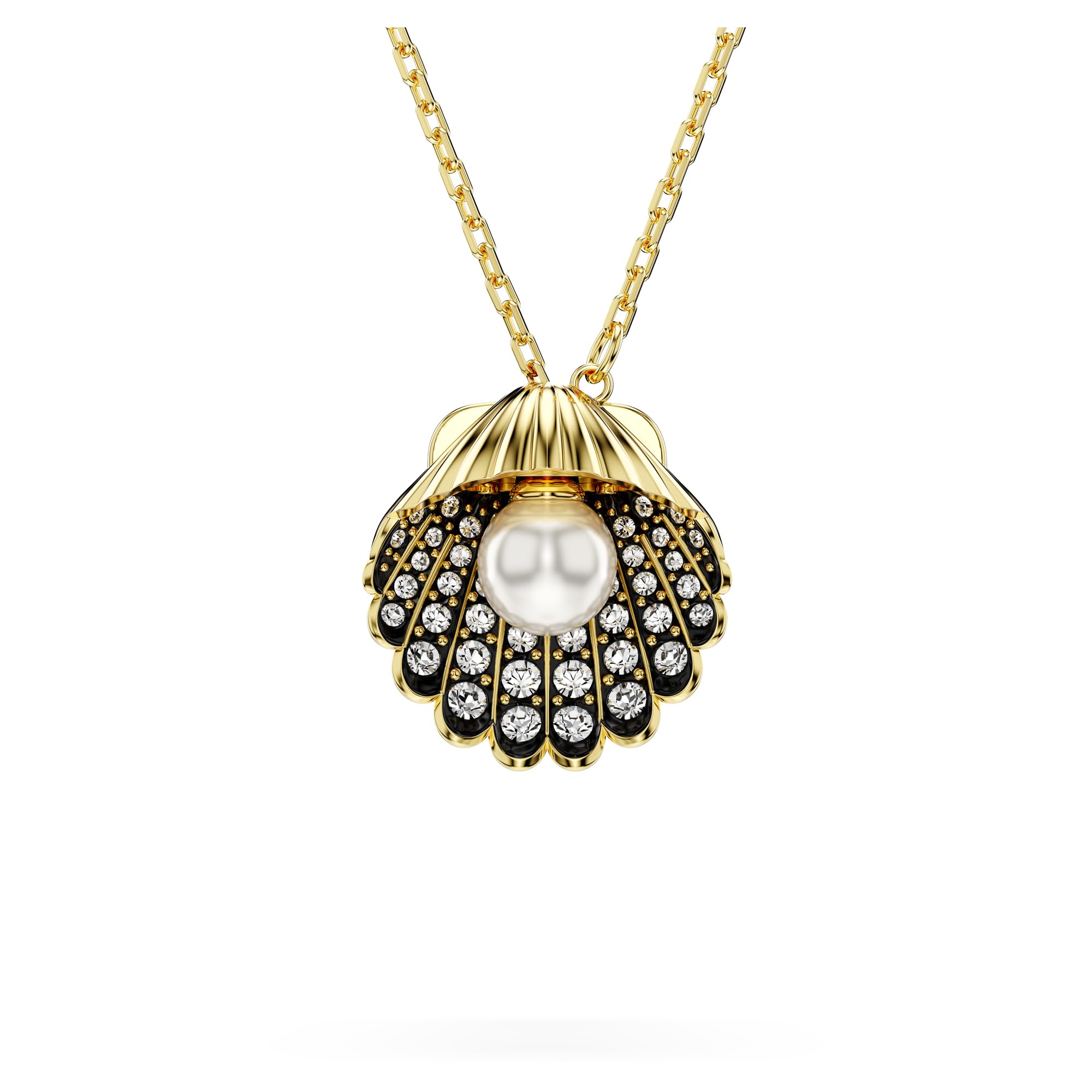 Swarovski Wisiorek Y Idyllia, Kryształowa Perła, Muszla, Biały, Powłoka w odcieniu złota