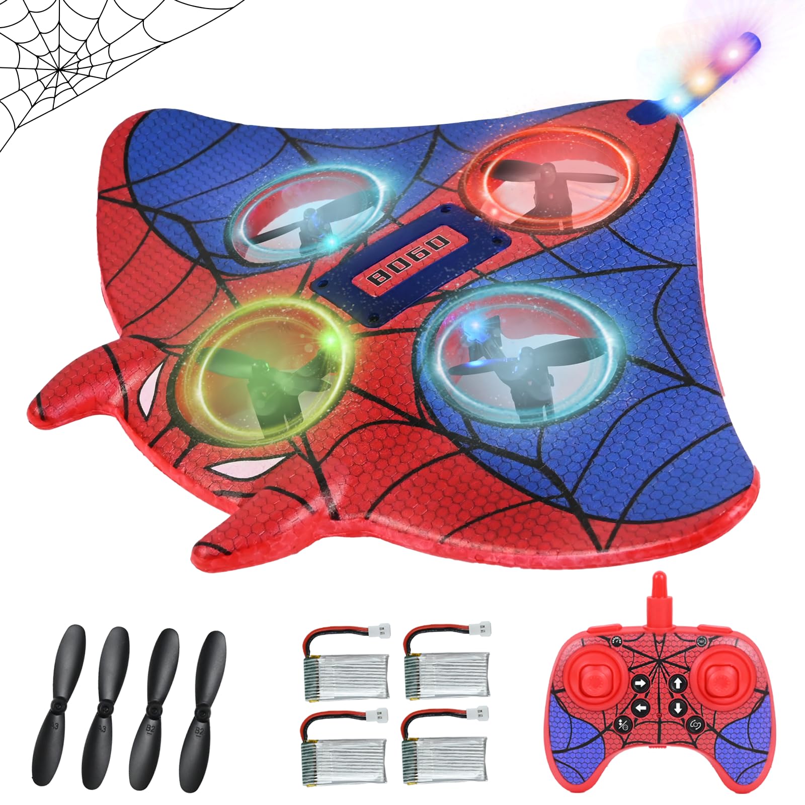 PATEMZON Avión Teledirigido, 2.4 GHz Avión de Control Remoto de Radiocontrol, Aviones Juguete Modelo con 4 Baterías y Luz LED, Teledirigidos Drones Mini Dron Regalo para Niños y Niñas