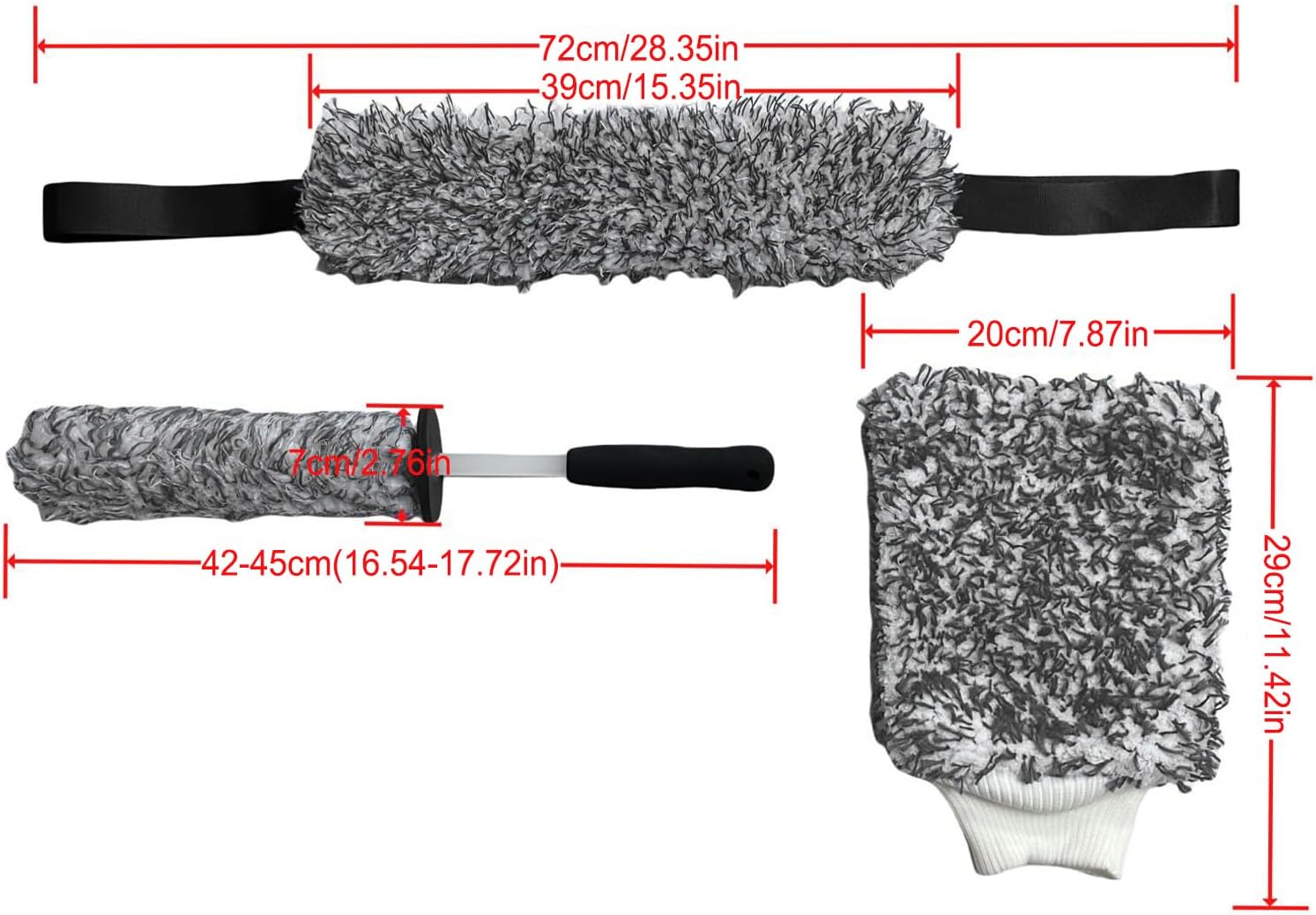 Wheel Cleaner Brush, Microfibre Wheel Brush Set, Set of 3, Scratch-Free Microfibre Wash Mitt for Car, SUV, Motorcycle, Truck, Minivan image 5