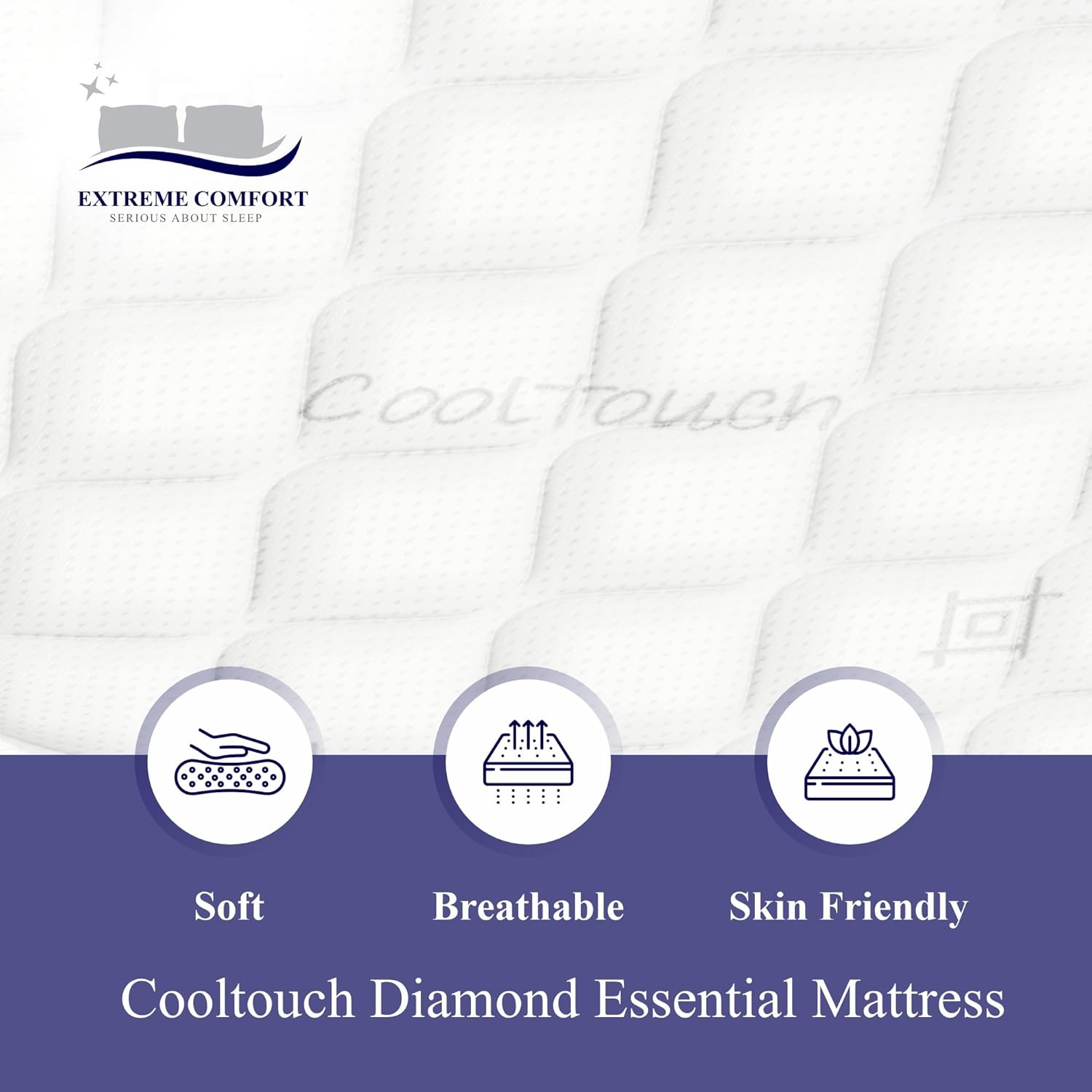eXtreme comfort ltd Cooltouch Diamond Essential Grey Single Mattress (90 x190cm) | Foam-Free Bonnell Spring | Cooltouch Cover | Plush Comfort Support | 18cm Deep Value Mattress | UK Made image 5