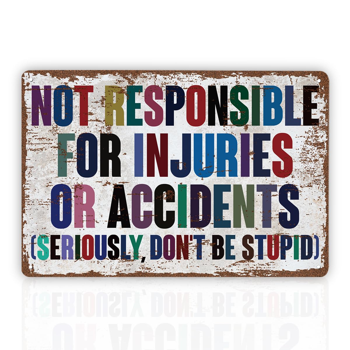 Vintage Man Cave Decor, Garage Bar Wall Decorations, Not Responsible For Injuries Or Accidents(Seriously,Don'T Be Stupid) Home Bar Decor Metal Tin Sign 8X12 Inch