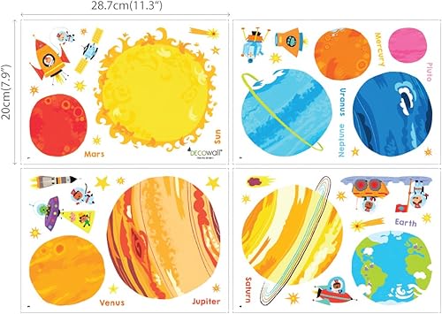 Miniatura 5 de DECOWALL DS-8017 Planets and Space Kids Wall Stickers Wall Decals Peel and Stick Removable Wall Stickers for Kids Nursery Bedroom Living Room